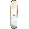 image:imageUmbra Hub Floor Length Mirror with Storage Rack Modern Black Rubber Rim and Solid Wood Storage Ladder BlackNatural Finish