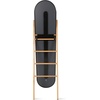 image:imageUmbra Hub Floor Length Mirror with Storage Rack Modern Black Rubber Rim and Solid Wood Storage Ladder BlackNatural Finish