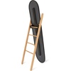 image:imageUmbra Hub Floor Length Mirror with Storage Rack Modern Black Rubber Rim and Solid Wood Storage Ladder BlackNatural Finish