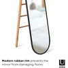image:imageUmbra Hub Floor Length Mirror with Storage Rack Modern Black Rubber Rim and Solid Wood Storage Ladder BlackNatural Finish