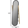 image:imageUmbra Hub Floor Length Mirror with Storage Rack Modern Black Rubber Rim and Solid Wood Storage Ladder BlackNatural Finish