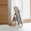 image:imageUmbra Hub Floor Length Mirror with Storage Rack Modern Black Rubber Rim and Solid Wood Storage Ladder BlackNatural Finish