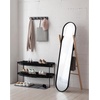 image:imageUmbra Hub Floor Length Mirror with Storage Rack Modern Black Rubber Rim and Solid Wood Storage Ladder BlackNatural Finish