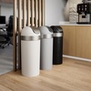 image:imageUmbra Venti Trash Can Swing Top Lid Kitchen Garbage Can 16 Gallon Black  Stable and durable build easy wipe clean maintenance indoor or outdoor use commercial or residential plasticSandNickel