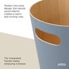 image:imageUmbra Woodrow Trash Can Wooden Wastebasket 2 Gallon Dark GreyNatural  Beech wood construction integrated carry handles twotone design durable build fits small spaces bathroom or officeSlate Blue