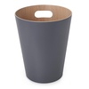 image:imageUmbra Woodrow Trash Can Wooden Wastebasket 2 Gallon Dark GreyNatural  Beech wood construction integrated carry handles twotone design durable build fits small spaces bathroom or officeDark Grey