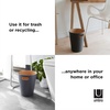 image:imageUmbra Woodrow Trash Can Wooden Wastebasket 2 Gallon Dark GreyNatural  Beech wood construction integrated carry handles twotone design durable build fits small spaces bathroom or officeDark Grey