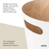 image:imageUmbra Woodrow Trash Can Wooden Wastebasket 2 Gallon Dark GreyNatural  Beech wood construction integrated carry handles twotone design durable build fits small spaces bathroom or officeWhite