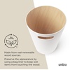 image:imageUmbra Woodrow Trash Can Wooden Wastebasket 2 Gallon WhiteNatural  Beech wood construction integrated carry handles twotone design durable build fits small spaces bathroom or officeWhite