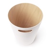 image:imageUmbra Woodrow Trash Can Wooden Wastebasket 2 Gallon WhiteNatural  Beech wood construction integrated carry handles twotone design durable build fits small spaces bathroom or officeWhite