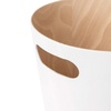 image:imageUmbra Woodrow Trash Can Wooden Wastebasket 2 Gallon WhiteNatural  Beech wood construction integrated carry handles twotone design durable build fits small spaces bathroom or officeWhite