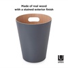 image:imageUmbra Woodrow Trash Can Wooden Wastebasket 2 Gallon WhiteNatural  Beech wood construction integrated carry handles twotone design durable build fits small spaces bathroom or officeDark Grey