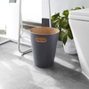 image:imageUmbra Woodrow Trash Can Wooden Wastebasket 2 Gallon WhiteNatural  Beech wood construction integrated carry handles twotone design durable build fits small spaces bathroom or officeDark Grey