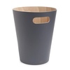 image:imageUmbra Woodrow Trash Can Wooden Wastebasket 2 Gallon WhiteNatural  Beech wood construction integrated carry handles twotone design durable build fits small spaces bathroom or officeDark Grey