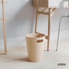 image:imageUmbra Woodrow Trash Can Wooden Wastebasket 2 Gallon WhiteNatural  Beech wood construction integrated carry handles twotone design durable build fits small spaces bathroom or officeNatural