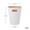 image:imageUmbra Woodrow Trash Can Wooden Wastebasket 2 Gallon WhiteNatural  Beech wood construction integrated carry handles twotone design durable build fits small spaces bathroom or officeWhite