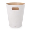 image:imageUmbra Woodrow Trash Can Wooden Wastebasket 2 Gallon WhiteNatural  Beech wood construction integrated carry handles twotone design durable build fits small spaces bathroom or officeWhite