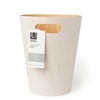 image:imageUmbra Woodrow Trash Can Wooden Wastebasket 2 Gallon WhiteNatural  Beech wood construction integrated carry handles twotone design durable build fits small spaces bathroom or officeWhite