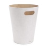 image:imageUmbra Woodrow Trash Can Wooden Wastebasket 2 Gallon WhiteNatural  Beech wood construction integrated carry handles twotone design durable build fits small spaces bathroom or officeWhite