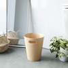 image:imageUmbra Woodrow Trash Can Wooden Wastebasket 2 Gallon WhiteNatural  Beech wood construction integrated carry handles twotone design durable build fits small spaces bathroom or officeNatural
