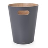 image:imageUmbra Woodrow Trash Can Wooden Wastebasket 2 Gallon WhiteNatural  Beech wood construction integrated carry handles twotone design durable build fits small spaces bathroom or officeDark Grey