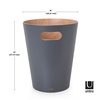 image:imageUmbra Woodrow Trash Can Wooden Wastebasket 2 Gallon WhiteNatural  Beech wood construction integrated carry handles twotone design durable build fits small spaces bathroom or officeDark Grey