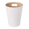 image:imageUmbra Woodrow Trash Can Wooden Wastebasket 2 Gallon WhiteNatural  Beech wood construction integrated carry handles twotone design durable build fits small spaces bathroom or officeWhite