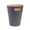 image:imageUmbra Woodrow Trash Can Wooden Wastebasket 2 Gallon WhiteNatural  Beech wood construction integrated carry handles twotone design durable build fits small spaces bathroom or officeDark Grey