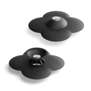 image:imageUmbra Bloom Drain Stop Bathtub Drain Hair Catcher 3Inch Surf Blue  Silicone material flexible and durable fits standard drains wipe or rinse clean rust resistantBlack