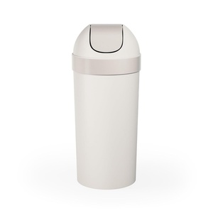 image:imageUmbra Venti Kitchen Trash Can with Swing Top Lid Large 16Gallon 62 L Capacity SandNickel  Easy wipe clean bag concealing neck ring residential and commercial use works with drawstring and flap tie bags plasticSand