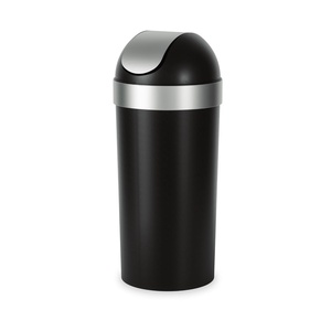 image:imageUmbra Venti Kitchen Trash Can with Swing Top Lid Large 16Gallon 62 L Capacity SandNickel  Easy wipe clean bag concealing neck ring residential and commercial use works with drawstring and flap tie bags plasticBlackNickel