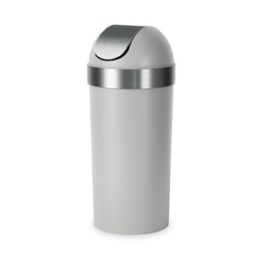 image:imageUmbra Venti Kitchen Trash Can with Swing Top Lid Large 16Gallon 62 L Capacity SandNickel  Easy wipe clean bag concealing neck ring residential and commercial use works with drawstring and flap tie bags plasticGreyNickel