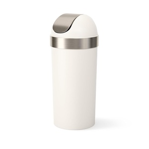 image:imageUmbra Venti Kitchen Trash Can with Swing Top Lid Large 16Gallon 62 L Capacity SandNickel  Easy wipe clean bag concealing neck ring residential and commercial use works with drawstring and flap tie bags plasticSandNickel