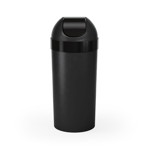 image:imageUmbra Venti Kitchen Trash Can with Swing Top Lid Large 16Gallon 62 L Capacity SandNickel  Easy wipe clean bag concealing neck ring residential and commercial use works with drawstring and flap tie bags plasticBlack