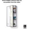 image:imageUmbra Cubiko 24x12 Rectangular Black Metal Bathroom Mirror Storage Cabinet with 3 Shelves  Hidden 3 Shelves Behind Mirror PowderCoated Steel 12 X 515 X 2425 in Holds Up to 40 Lb Mounting Hardware Included
