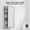image:imageUmbra Cubiko 24x12 Rectangular Black Metal Bathroom Mirror Storage Cabinet with 3 Shelves  Hidden 3 Shelves Behind Mirror PowderCoated Steel 12 X 515 X 2425 in Holds Up to 40 Lb Mounting Hardware Included