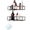 image:imageUmbra Cubiko Shower Caddy Metal Corner Shelf with Adhesive White  Waterproof construction holds 10 lbs per bin rust resistant finish nondamaging install includes hooks set of 2Black