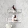 image:imageUmbra Cubiko Shower Caddy Metal Corner Shelf with Adhesive White  Waterproof construction holds 10 lbs per bin rust resistant finish nondamaging install includes hooks set of 2White