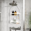 image:imageUmbra Flex Shower Caddy Hanging 2 Shelves Bathroom Organizer White  Flexible silicone bands drainage system mold resistant bottle collars overhead mountWhite