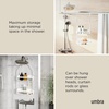 image:imageUmbra Flex Shower Caddy Hanging 2 Shelves Bathroom Organizer White  Flexible silicone bands drainage system mold resistant bottle collars overhead mountWhite