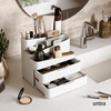 image:imageUmbra Glam Drawer Organizer Stackable Makeup Storage Large White  Rubber feet removable dividers easy to clean fits bathroom or office recycled plasticLarge