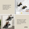 image:imageUmbra Nami Shower Caddy Adhesive No Drill Bathroom Set of 2 Ocean Black  Waterproof construction integrated drainage rustfree holds 6 lbsOcean Black