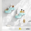 image:imageUmbra Nami Shower Caddy Adhesive No Drill Bathroom Set of 2 Ocean Black  Waterproof construction integrated drainage rustfree holds 6 lbsOcean Blue