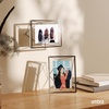 image:imageUmbra Prisma Picture Frame Floating Metal Wall Mount 4x6 Chrome  Steel wire construction unique geometric shape displays photo between glass desk or tabletop use hardware included