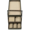image:imageUmbra Terrace Jewelry Tray 3Tier Sliding Organizer BlackWalnut  Rubberwood linenlined compartments metal frame vertical storage protects delicate items different dividers7 x 10 x 8 inches