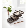 image:imageUmbra Terrace Jewelry Tray 3Tier Sliding Organizer BlackWalnut  Rubberwood linenlined compartments metal frame vertical storage protects delicate items different dividers7 x 10 x 8 inches