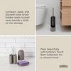 image:imageUmbra Touch Toilet Brush with Holder Weighted Base White  Slim profile bathroom storage easy to clean matte plastic finishGray