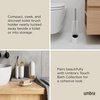 image:imageUmbra Touch Toilet Brush with Holder Weighted Base White  Slim profile bathroom storage easy to clean matte plastic finishWhite