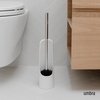 image:imageUmbra Touch Toilet Brush with Holder Weighted Base White  Slim profile bathroom storage easy to clean matte plastic finishWhite