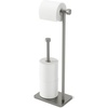 image:imageUmbra Cappa Toilet Paper Stand Freestanding Metal with Reserve Nickel  Compact vertical storage holds 3 rolls elevated base sturdy construction bathroom organizer fits small spacesNickel